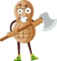 Peanut character with axe vector