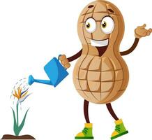 Peanut character watering plant vector