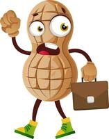 Peanut character going to work vector