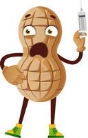 Peanut character with syringe vector