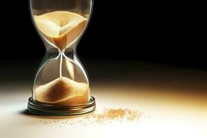 AI generated Hourglass with glowing sand inside created with generative AI technology photo