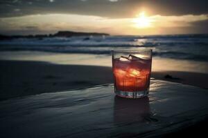 ai generado vaso con cóctel en el playa creado con generativo ai tecnología foto