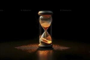 AI generated Hourglass with glowing sand inside created with generative AI technology photo