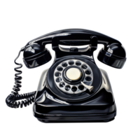 ai gerado Preto vintage Telefone com uma cordão em transparente fundo criada com generativo ai tecnologia png