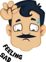 Man with mustache feeling sad vector