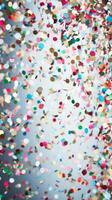 AI generated flurry of confetti fills the frame in this photo, with a carnival-inspired background photo