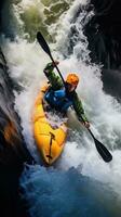 AI generated A kayaker navigating through rough white water rapids photo