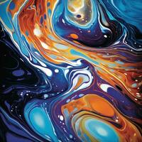 AI generated This photo captures the beauty of swirling, colorful liquids that resemble a marble pattern.