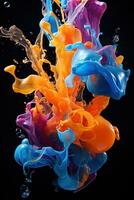 ai generado inspirado por el belleza de tinta gotas, maravilloso formación de colores y formas foto