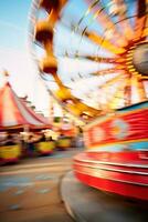 ai generado emoción de carnaval paseos en contra un vibrante antecedentes foto