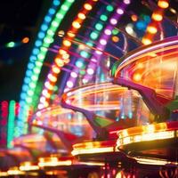 AI generated The neon lights of a carnival make for a striking background photo