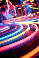 AI generated The neon lights of a carnival make for a striking background photo