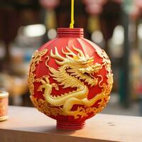 AI generated a red and gold Chinese New Year decoration photo