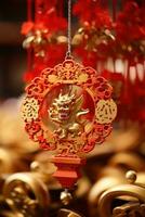 AI generated a red and gold Chinese New Year decoration photo