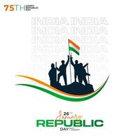 75th Indian Republic Day, 26 January Celebration Social Media Post, Web Benner, Status Wishes vector