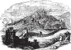 Great Wall, vintage illustration. vector