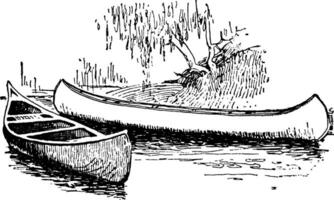 Canoes, vintage illustration. vector