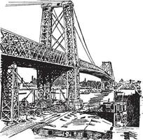 Steel Bridge, vintage illustration. vector