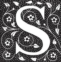 S, Floral, vintage illustration vector