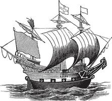 English Ship, vintage illustration. vector