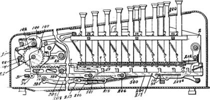 Early Type Flying Machine, vintage illustration. vector