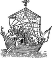 un romano carga barco, Clásico ilustración. vector