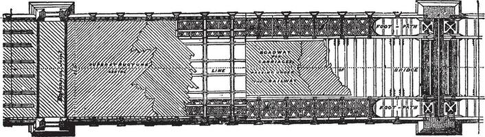 Bridge Plans, vintage illustration. vector