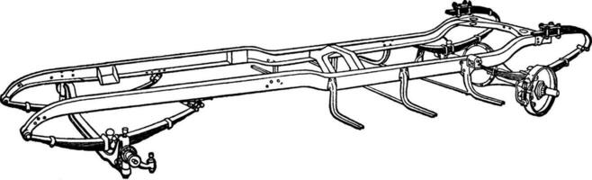 Building an Automobile Step 16 is Rear Axle, vintage illustration. vector