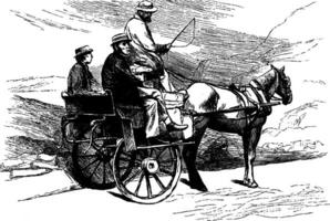 Jaunting Car, vintage illustration. vector