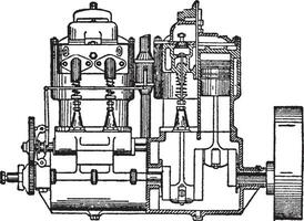 gas motor interno combustión motor, Clásico ilustración. vector