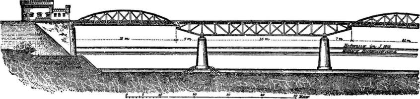 Cantilever Bridge, vintage illustration. vector