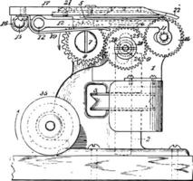 Skiving Machine vintage illustration. vector