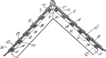 Roofing Tile parallel rows vintage engraving. vector