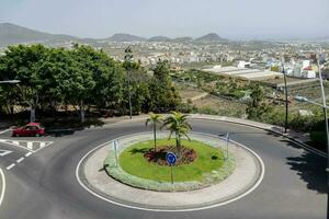 a roundabout in the middle of a city photo