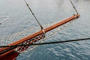 a close up view of a sail boat's net photo