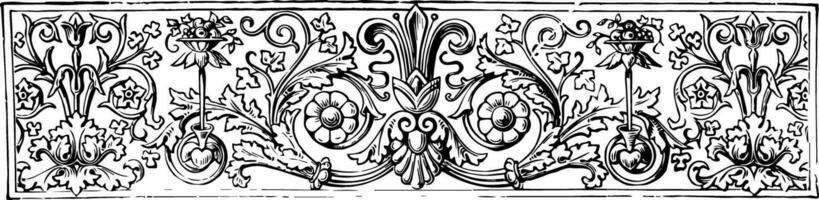 Banner is a contains floral arrangements in this pattern vintage engraving. vector