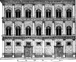 Rucellai Palace creations of Alberti form a class apart vintage engraving. vector