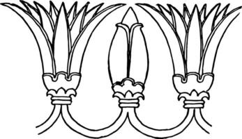 Assyrian Ornament is a Lotus motive vintage engraving. vector