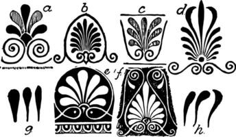 Anthemion Variations is a Eight examples of Greek anthemion designs vintage engraving. vector