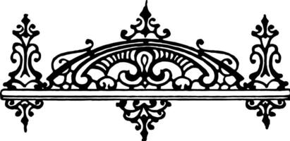 Specimen of Fret, cut by a fret saw, vintage engraving. vector