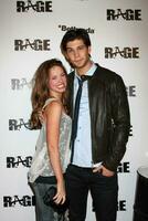 LOS ANGELES  SEPT 30  Molly Burnett Casey Deidrick arriving at  the RAGE Game Launch at the Chinatowns Historical Central Plaza on September 30 2011 in Los Angeles CA photo