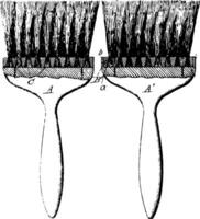 Wire Filament Paintbrush refers to devices with bristles vintage engraving. vector