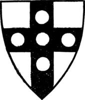 Shield with Roundels is an example of a heraldic shield with roundels vintage engraving. vector