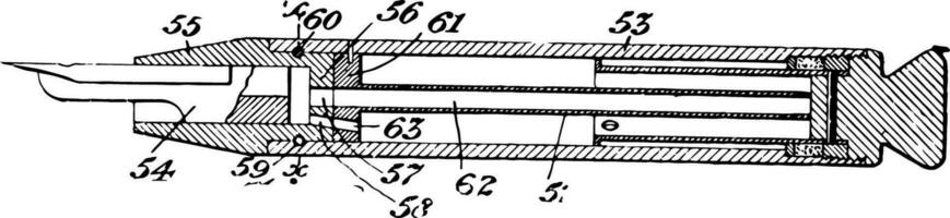 Fountain Pen cartridges vintage engraving. vector