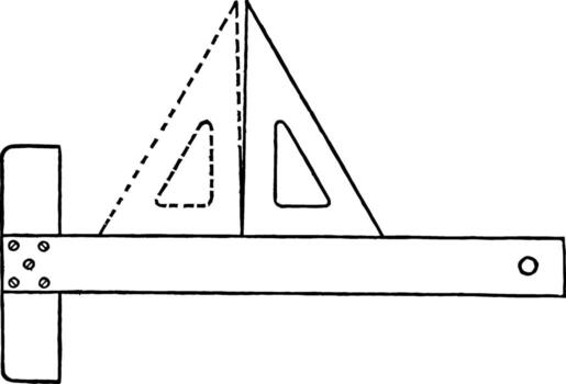 Triangle Accuracy Test using T to square T to square in position vintage engraving. vector