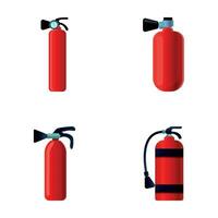 Extinguisher icons set cartoon vector. Various red fire extinguisher vector