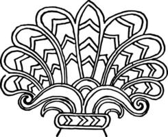 Assyrian Ornament is a Lotus to palamette motive vintage engraving. vector