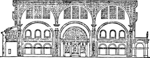 basílica templo de paz Clásico grabado. vector