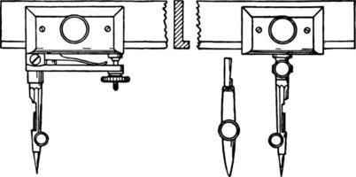 Beam Compass sliding sockets vintage engraving. vector