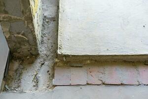 grooves in the concrete floor in the apartment photo